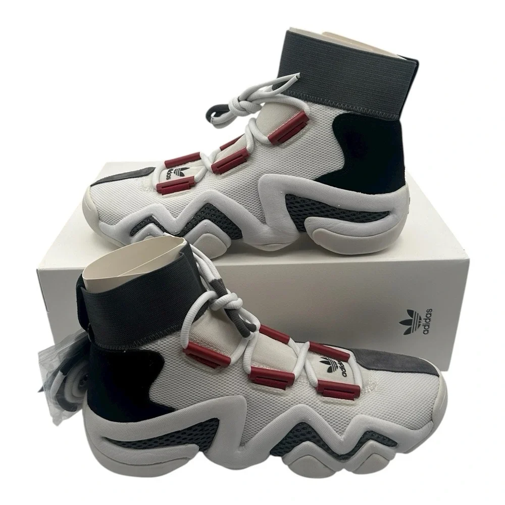 Adidas Crazy‎ 8 AD Shoes Mens Sz 10 White Grey Red High Top Sneakers AC7737